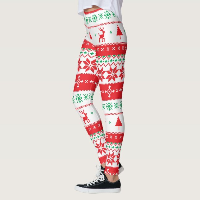 Leggings Motif de Noël Flocon de Neige Renne Nordique (Gauche)
