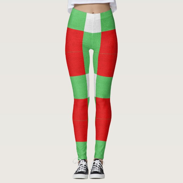 Leggings Motif de Noël rouge, vert et blanc (Devant)