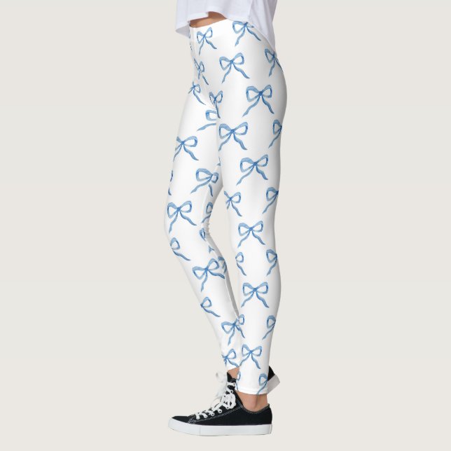 Leggings Motif de nœud à l'aquarelle bleue (Gauche)