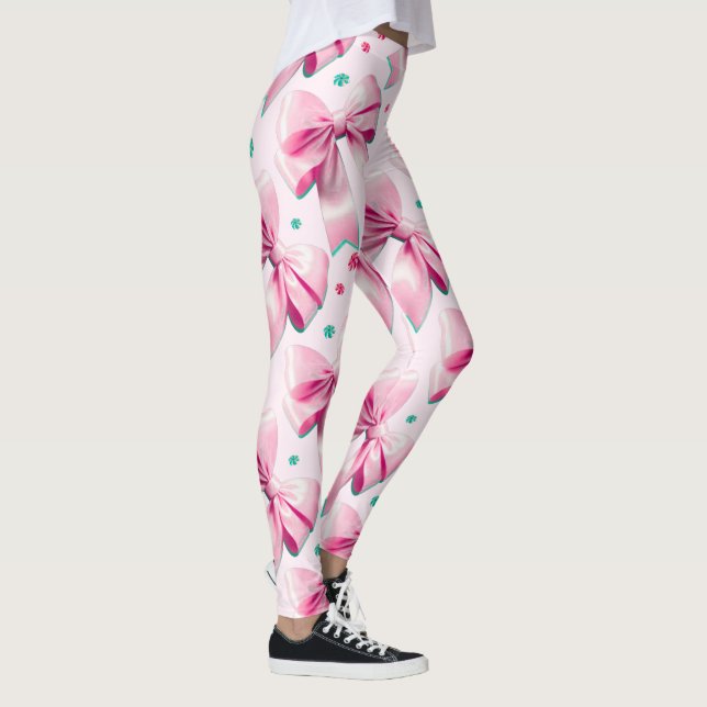 Leggings Motif de nœud coquette rose (Droite)