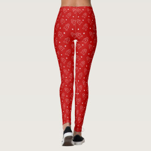 Leggings Motif de pain d'épices rouge et blanc moderne Long
