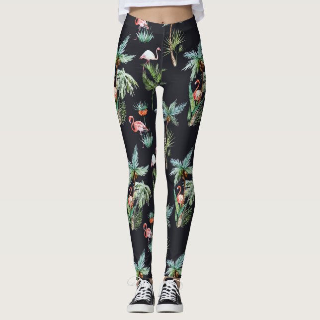 Leggings Motif de palme aquarelle (Devant)