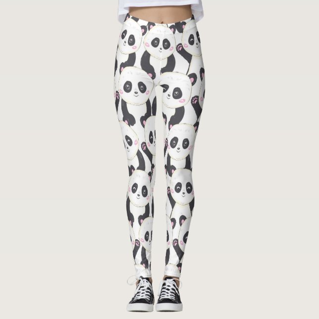 Leggings Motif de panda de dessin animé heureux (Devant)