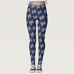 Leggings Motif de papillons blancs