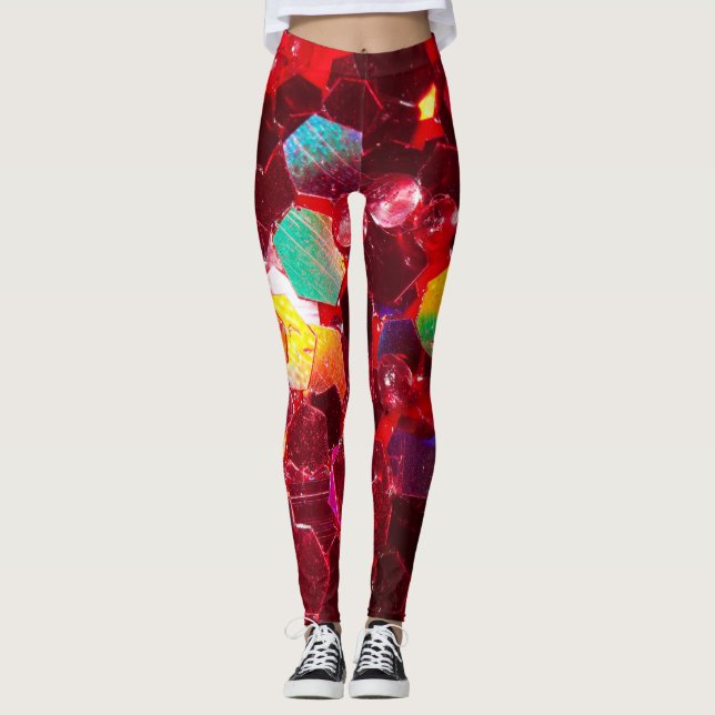 Leggings Motif de parties scintillant brillant en mosaïque  (Devant)