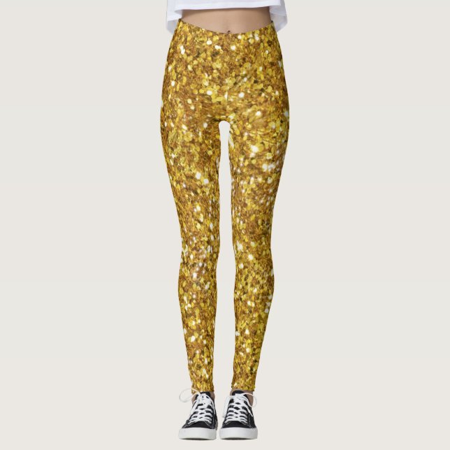 Leggings Motif de parties scintillant étincelante or (Devant)