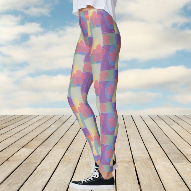 Leggings Motif de patchs jaune vintage (Vintage Yellow Patch Pattern Leggings)
