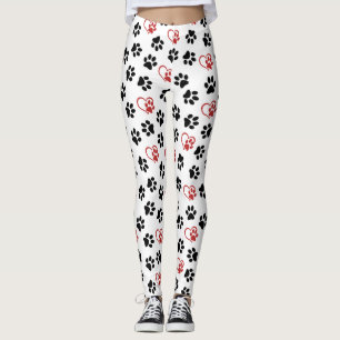 Leggings Motif De Pâtes, Pâtes Noires, Pâtes Rouges, Coeurs