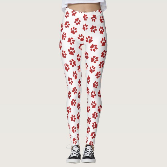 Leggings Motif De Pâtes, Patrouilles De Chiens, Paws Rouges (Devant)