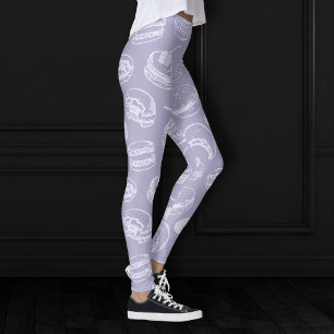 Leggings Motif de pâtisseries françaises   Dusty Lavender P