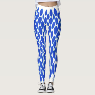 Leggings Motif de peau de python bleu de luxe