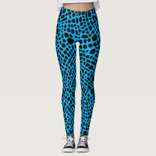 Leggings Motif de peau psychédélique bleu et noir