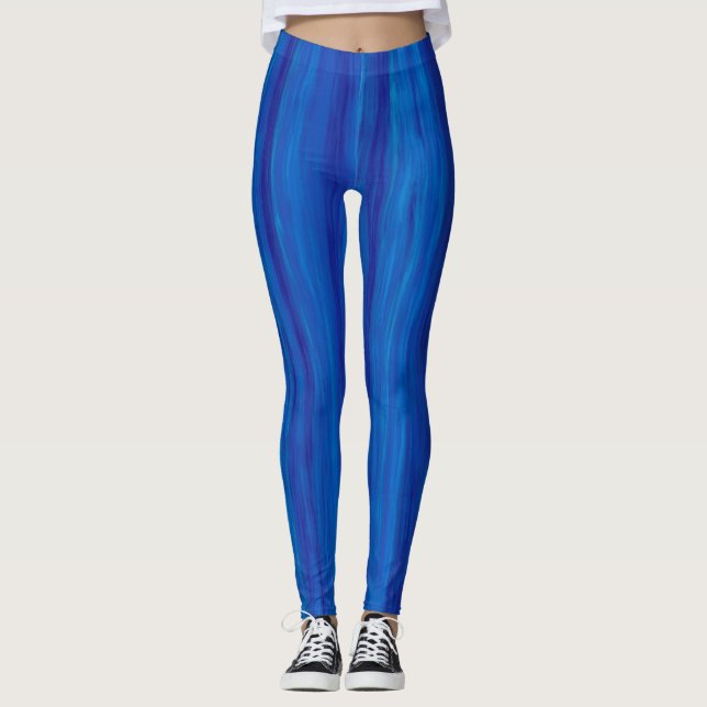 Leggings Motif de peinture Abstrait numérique Neon Blue (Devant)