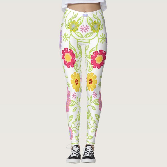Leggings Motif de peinture d'art floral (Devant)