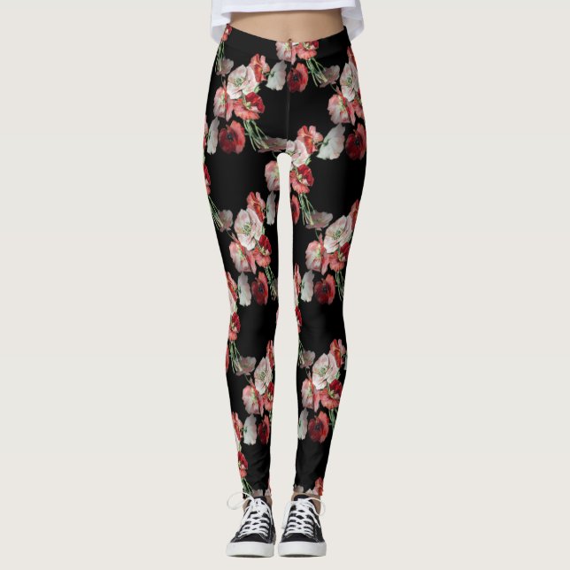 Leggings Motif de pépites roses et rouges Personnalisé (Devant)