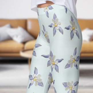 Leggings Motif de pétales de fleurs bleues