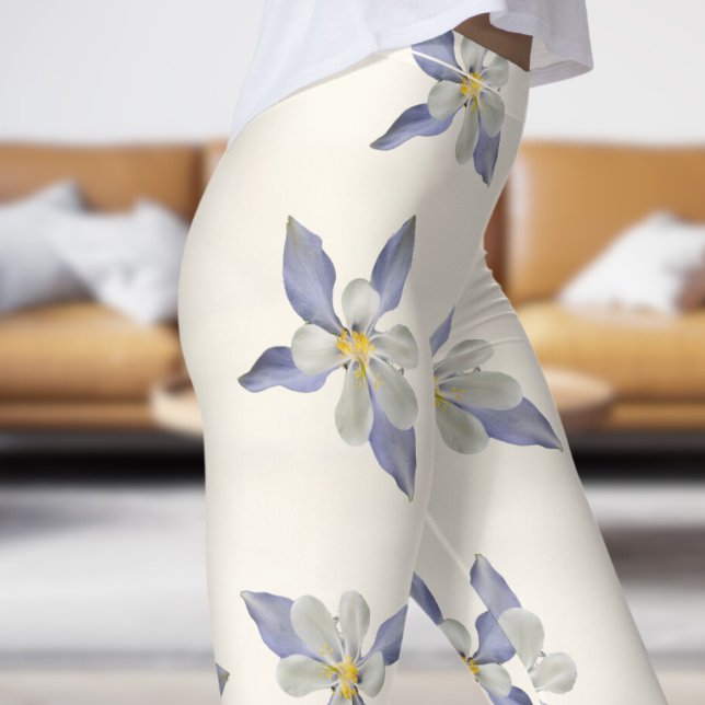 Leggings Motif de pétales floraux blancs délicats (Pale Petals on Floral White )