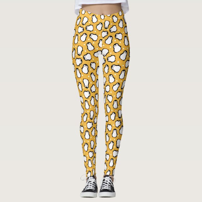 Leggings Motif de pingouin jaune mignon (Devant)