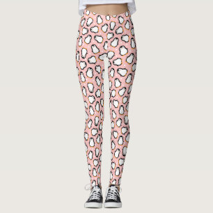 Leggings Motif de pingouin rose mou