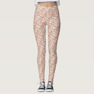 Leggings Motif de pivoines fleuries vintage