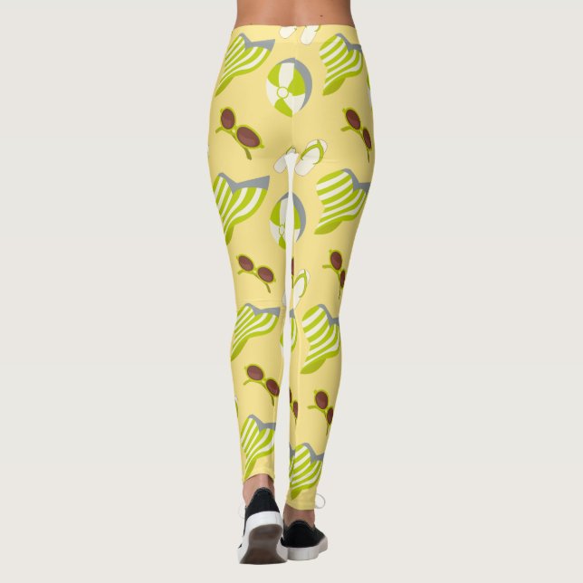 Leggings Motif de plage avec lunettes de soleil et casquett (Dos)