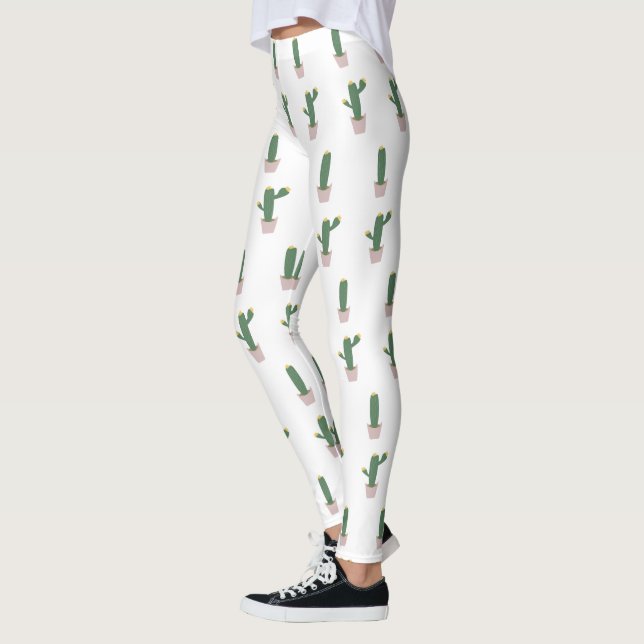 Leggings Motif de plante de cactus mignon en pot (Gauche)