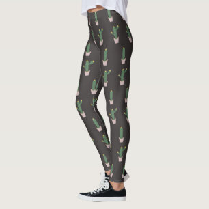 Leggings Motif de plante de pot de cactus mignon  
