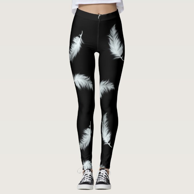 Leggings Motif de plume (couleur personnalisable d'arrière (Devant)