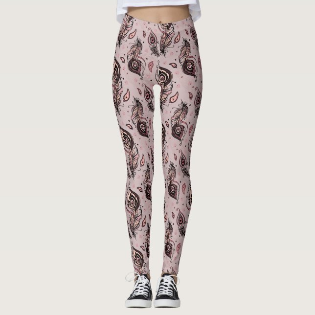Leggings Motif de plume de paon (Devant)