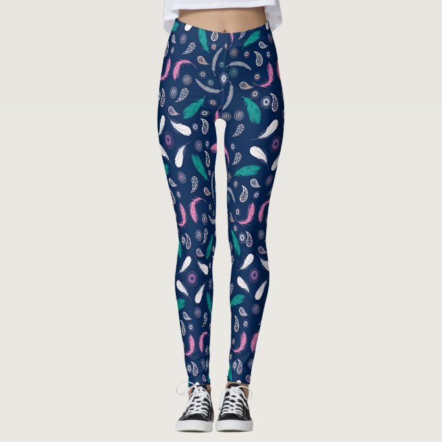 Leggings motif de plumes de style de boho (Devant)