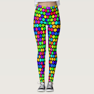Leggings Motif de point de Polka Neon vibrant
