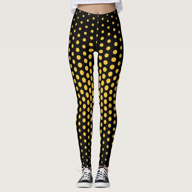 Leggings Motif de point de techno jaune (Devant)