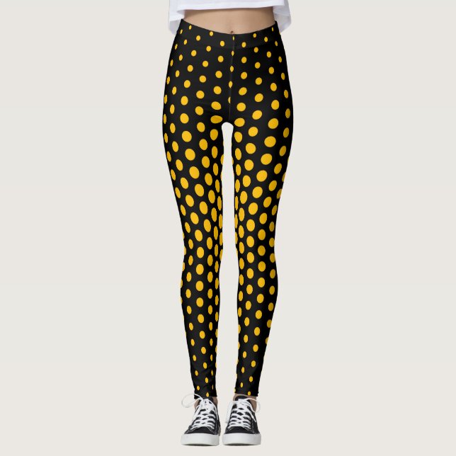 Leggings Motif de point de techno orange (Devant)