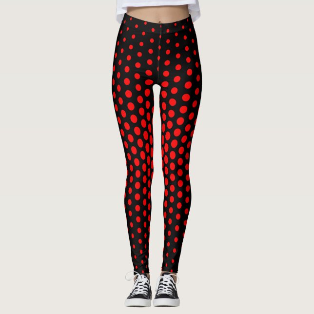 Leggings Motif de point de techno rouge (Devant)
