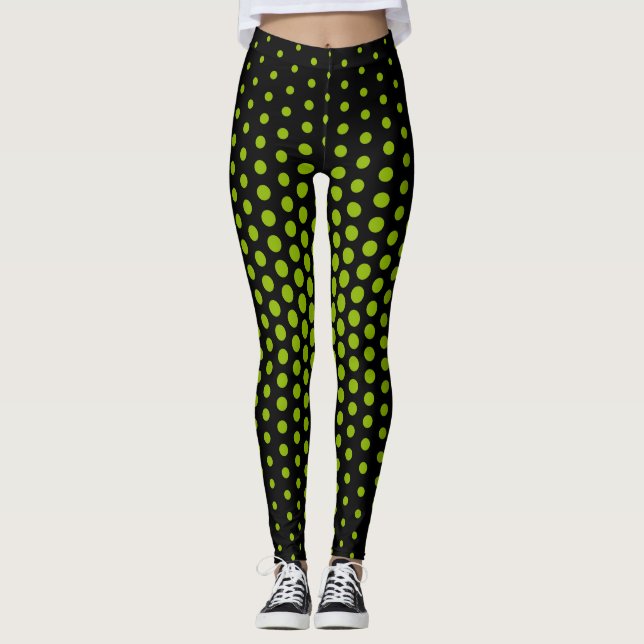 Leggings Motif de point de techno vert (Devant)
