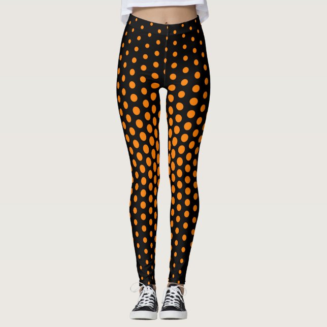 Leggings Motif de point techno orange (Devant)