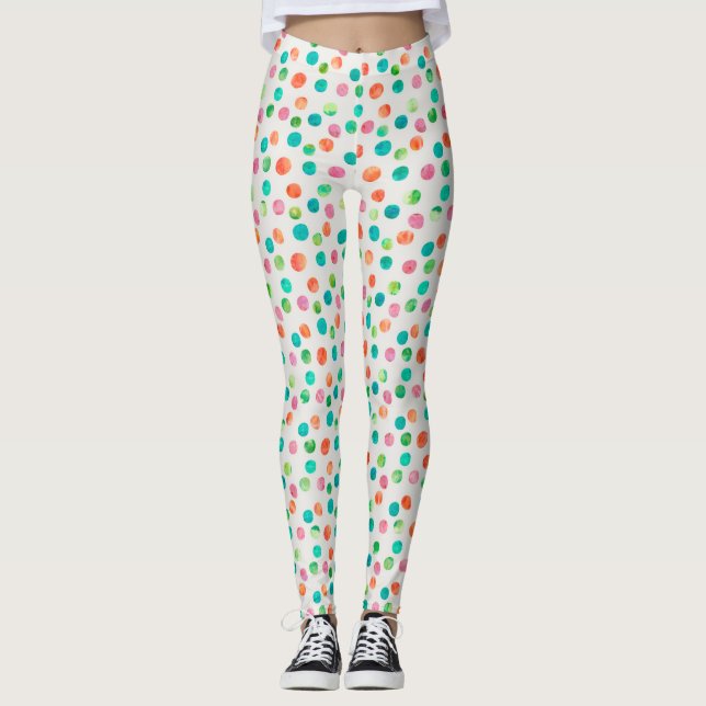 Leggings Motif de points d'aquarelle colorés (Devant)