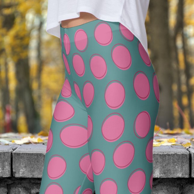 Leggings Motif de points de polka gris moderne (Polka Dot on Slate Gray Leggings)