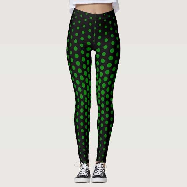 Leggings Motif de points de techno vert (Devant)