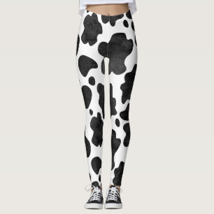 Leggings Motif de points de vache Poster de animal noir et