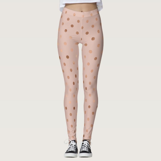 Leggings Motif de points en or rose chic (Devant)