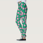 Leggings Motif de points et de points roses et verts mignon<br><div class="desc">Cute Rose et vert Abstrait Hauteur Pois esthétique</div>