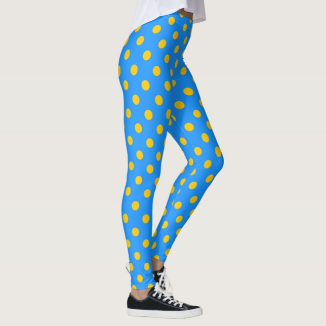 Leggings Motif de points jaunes sur fond bleu (Créateur téléchargé)