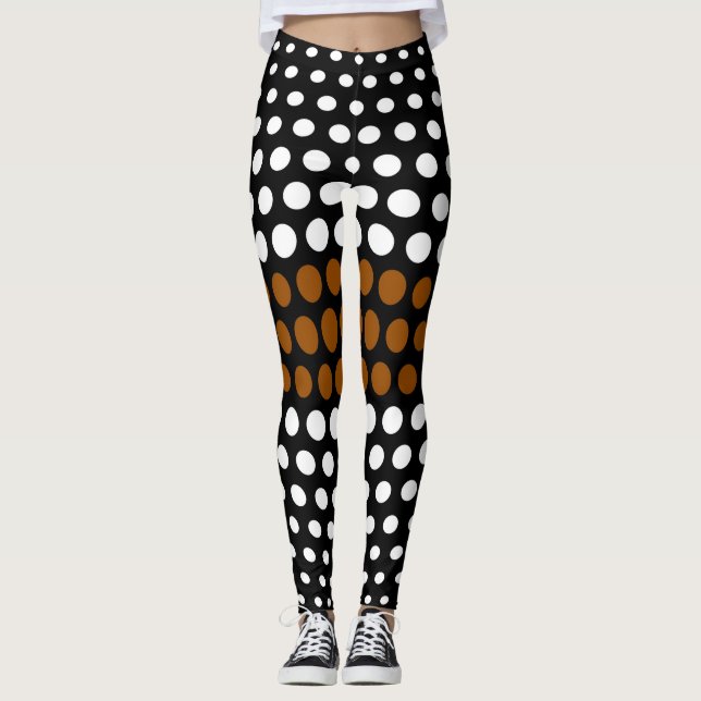 Leggings Motif de points Polka blanc et Brown (Devant)