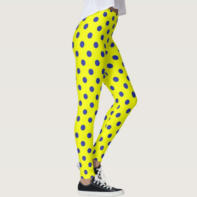 Leggings Motif de points polka jaunes et bleus  (Créateur téléchargé)