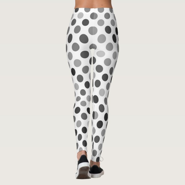 Leggings Motif de points Polka monochrome (points noirs et  (Dos)