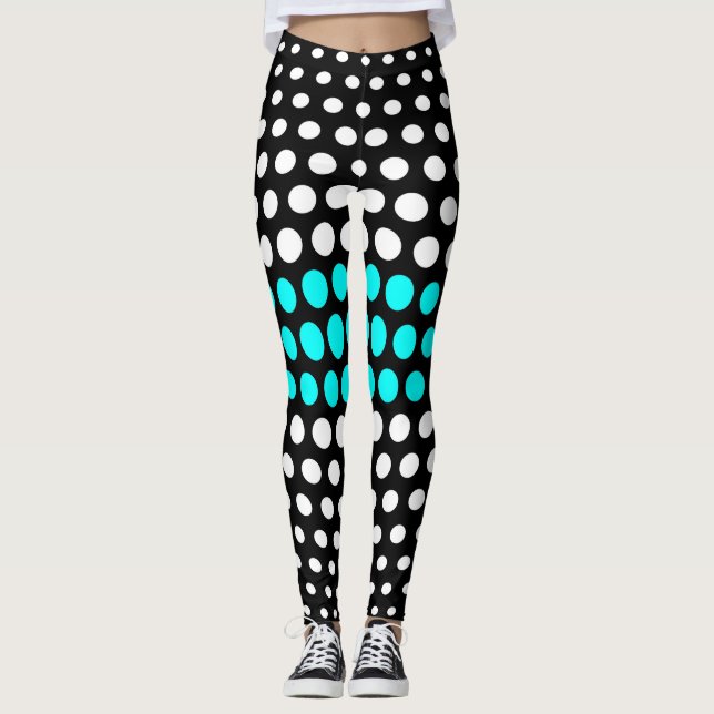Leggings Motif de points Polka White et Aqua (Devant)