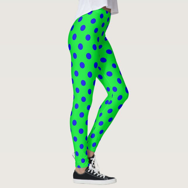 Leggings Motif de pois bleus sur fond vert  (Créateur téléchargé)