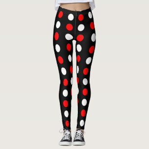 Leggings Motif de pois rouge et blanc