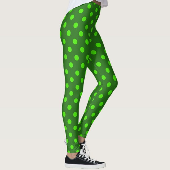 Leggings Motif de pois verts sur fond vert foncé  (Créateur téléchargé)